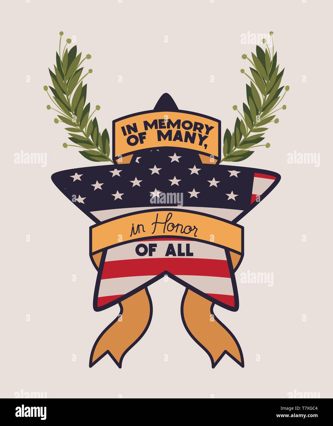 star with wreath and usa flag of memorial day emblem Stock Vector Image ...