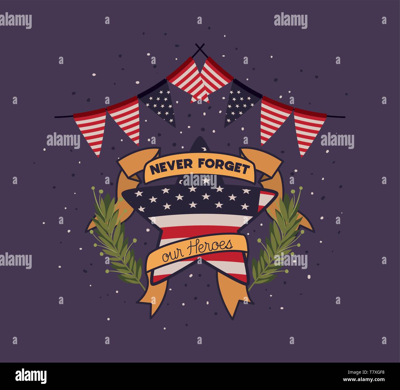 star with wreath and usa flag of memorial day emblem Stock Vector Image ...