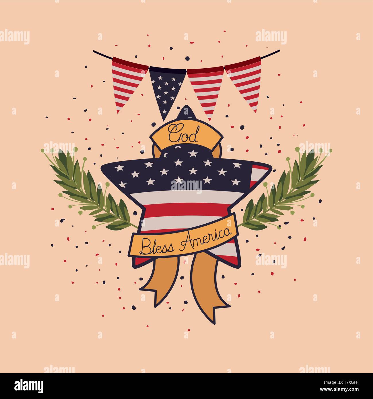 star with wreath and usa flag of memorial day emblem Stock Vector Image ...
