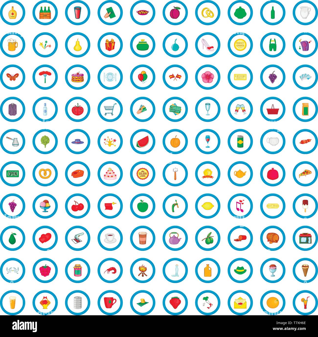 100 wine icons set, cartoon style Stock Vector Image & Art - Alamy