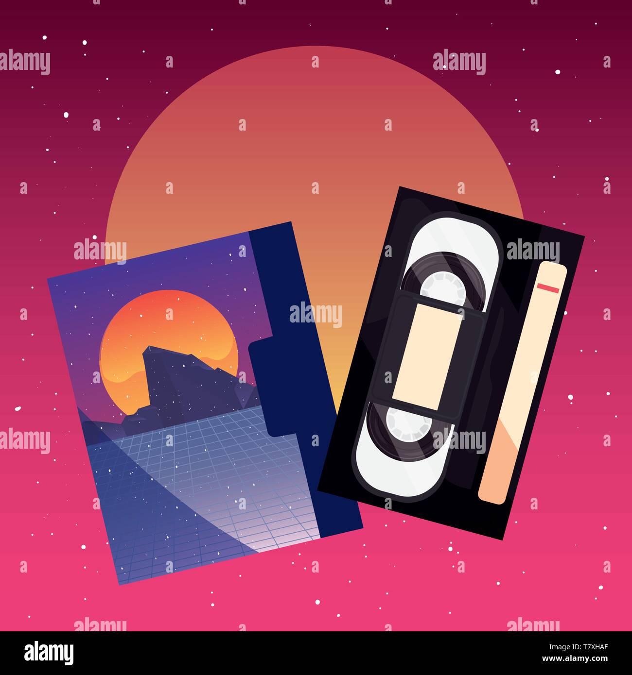 videotape beta box cover retro 80s style vector illustration Stock