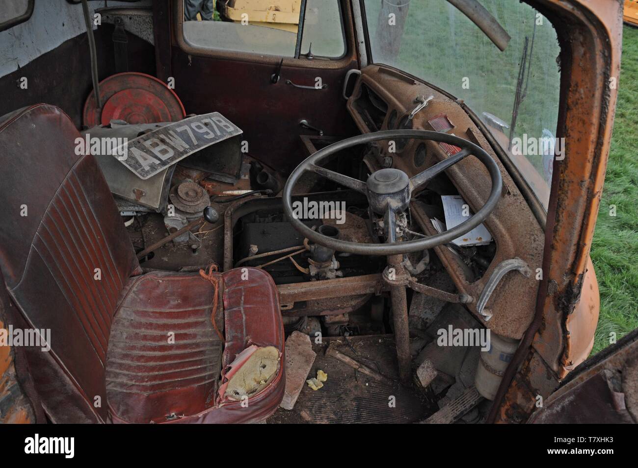 A vintage Commer Karrier lorry at a farm sale of vintage farm machinery ...