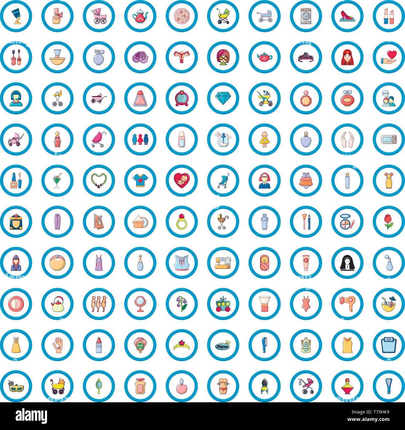 100 woman icons set, cartoon style Stock Vector Image & Art - Alamy