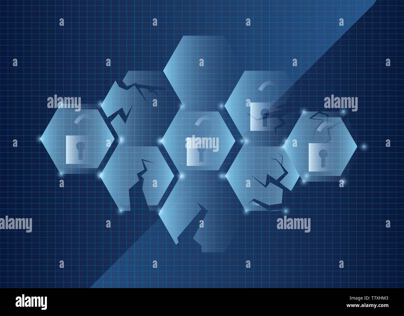 open padlock crime cybersecurity data protection vector illustration ...