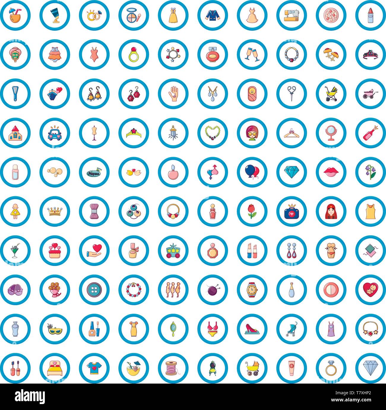 100 woman happy icons set, cartoon style Stock Vector Image & Art - Alamy