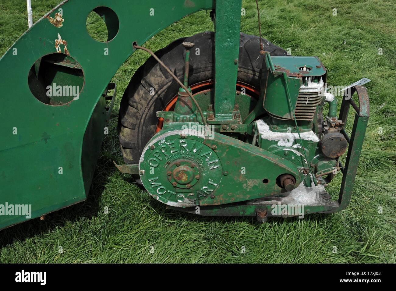 A vintage Opperman Motocart on sale at a farm auction, Upper Venn Farm, Herefordshire Stock