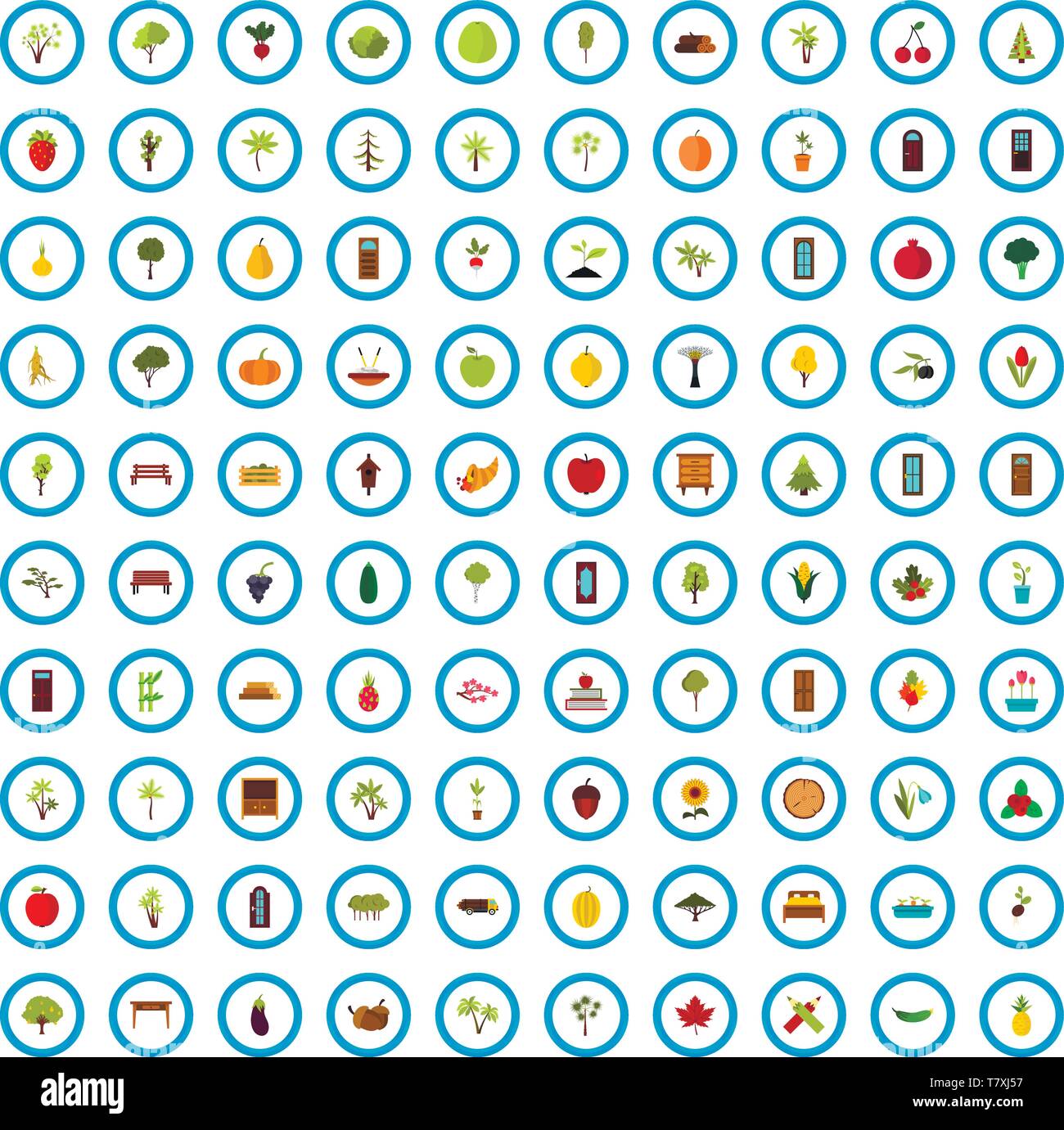 100 wood product icons set, flat style Stock Vector Image & Art - Alamy