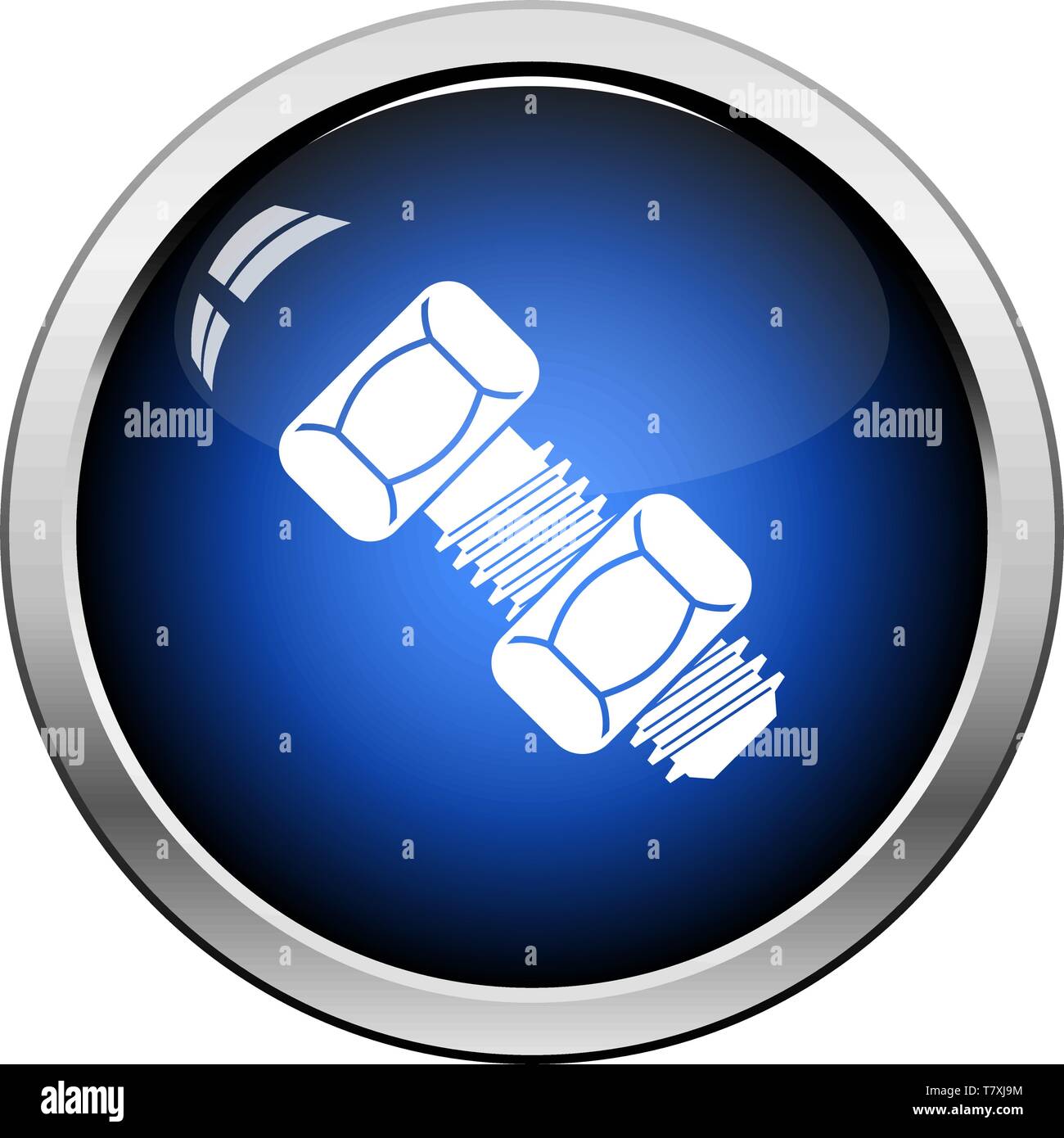 Icon Of Bolt And Nut. Glossy Button Design. Vector Illustration Stock ...