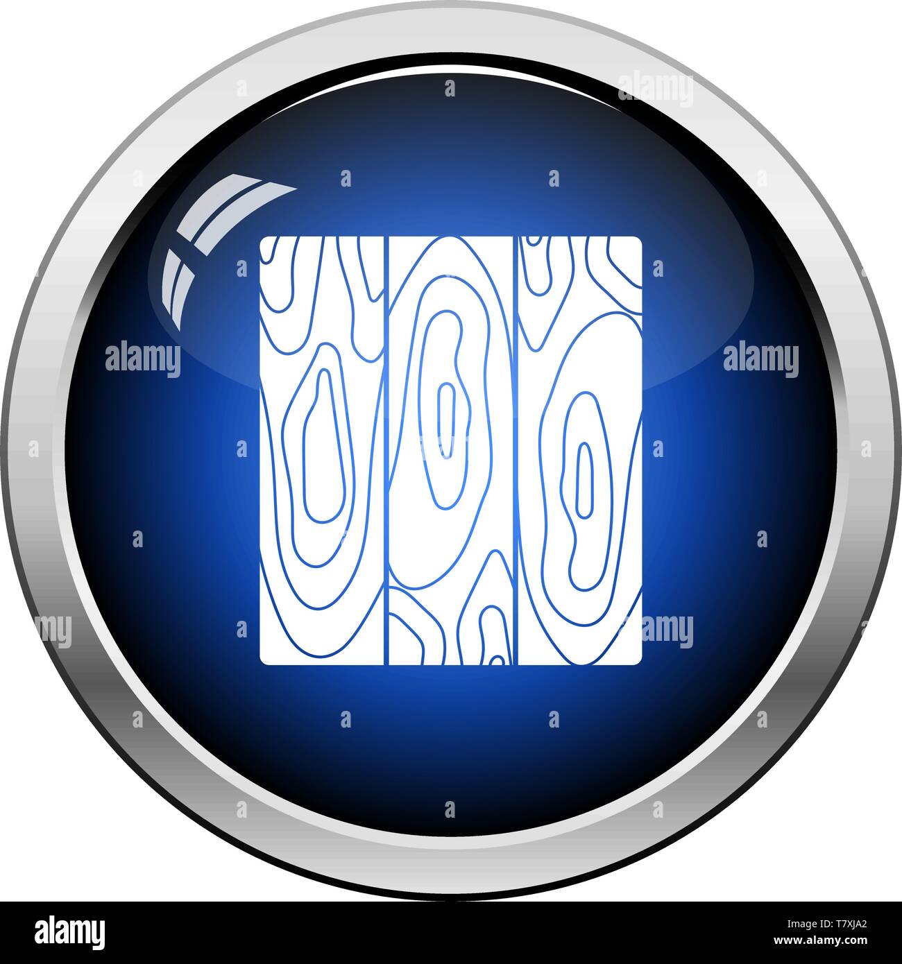 Icon Of Parquet Plank Pattern. Glossy Button Design. Vector Illustration. Stock Vector