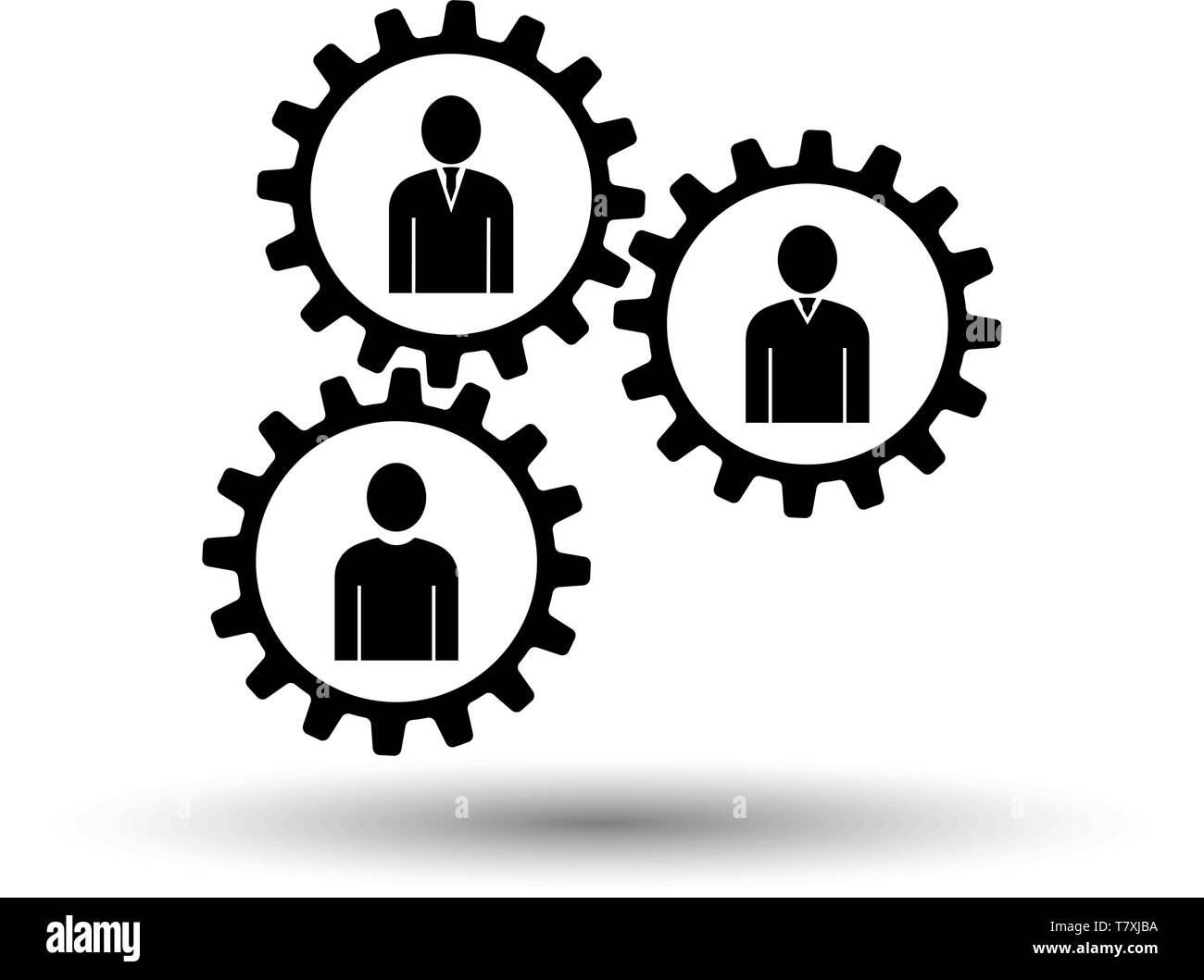 Teamwork Icon. Black on White Background With Shadow. Vector