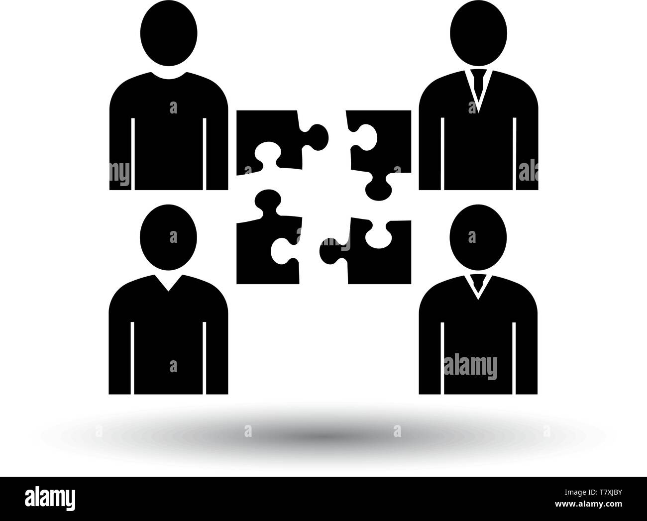 Corporate Team Icon. Black on White Background With Shadow. Vector