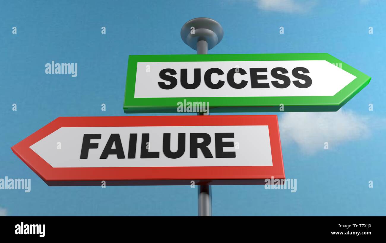 Failure - Success street arrow signs concept - 3D rendering ...