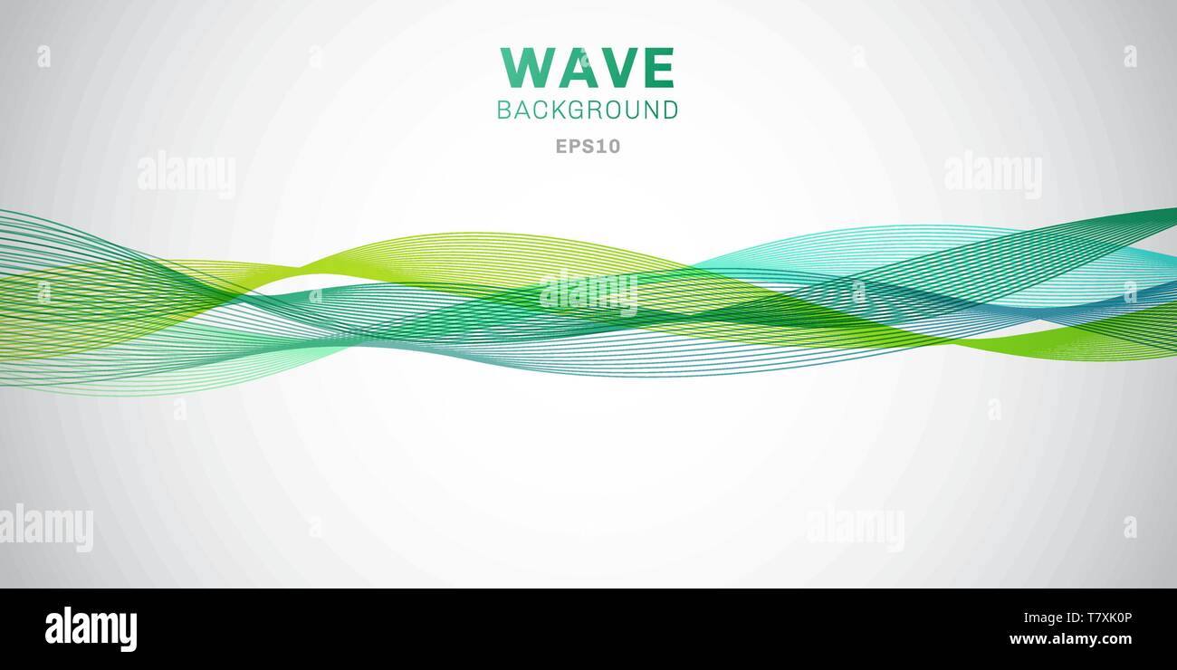 Abstract smooth green waves lines design on white background. Vector illustration Stock Vector
