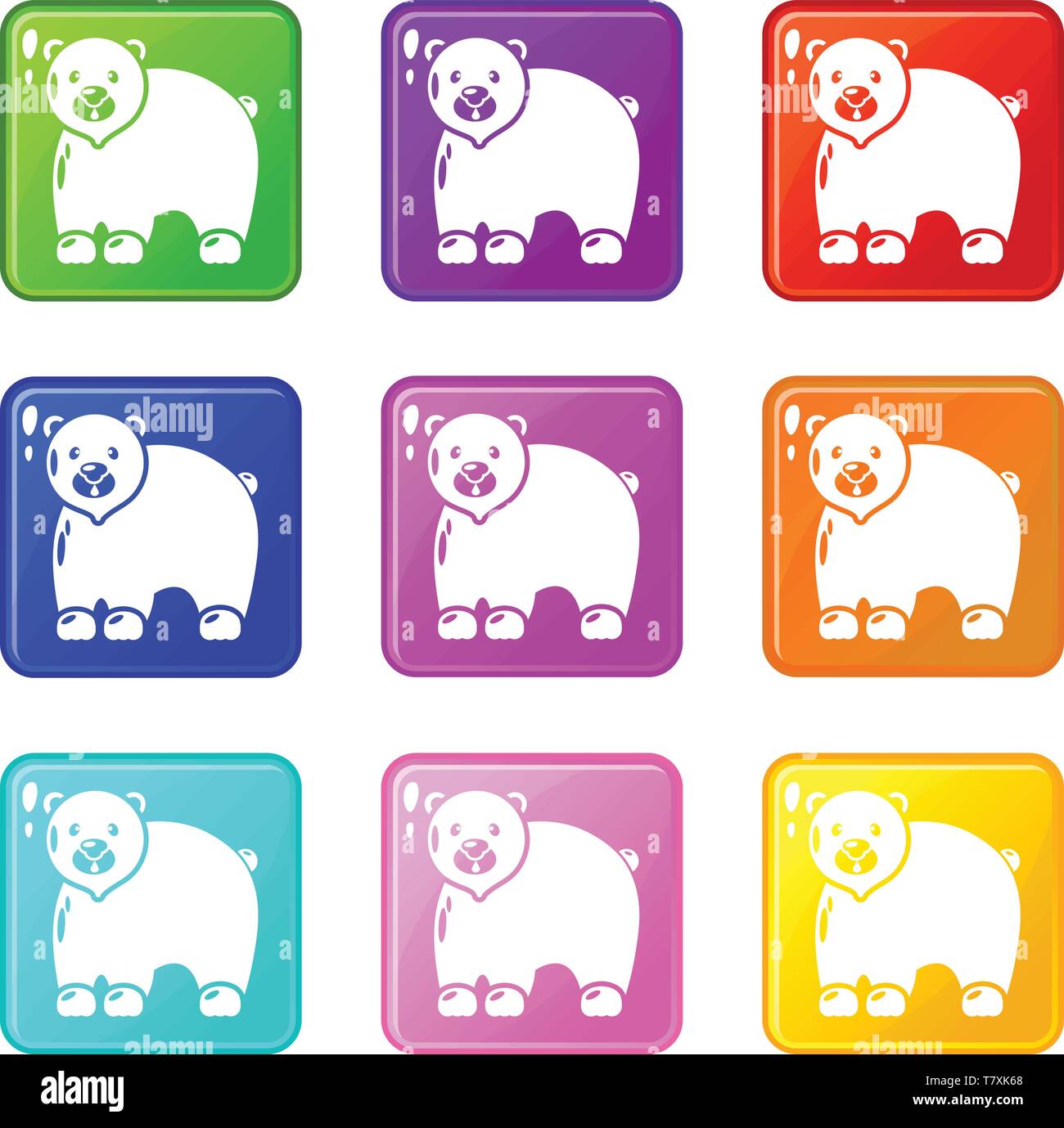 Canadian bear icons set 9 color collection Stock Vector