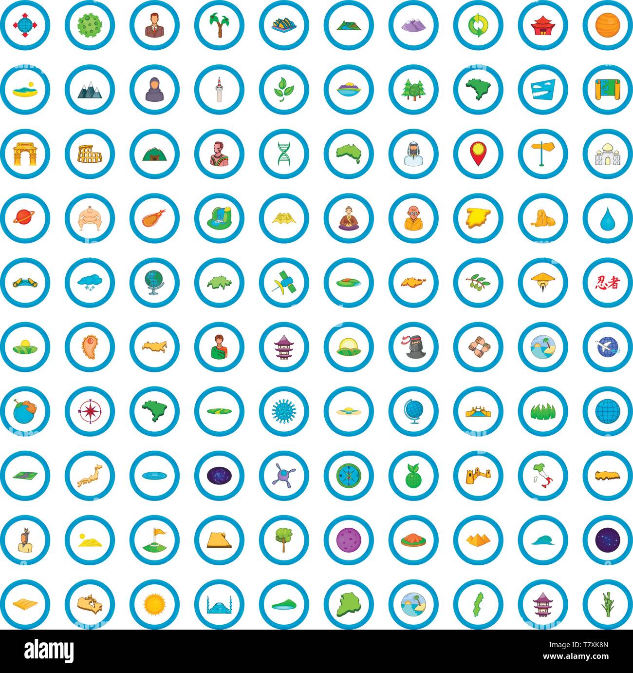 100 world icons set, cartoon style Stock Vector Image & Art - Alamy