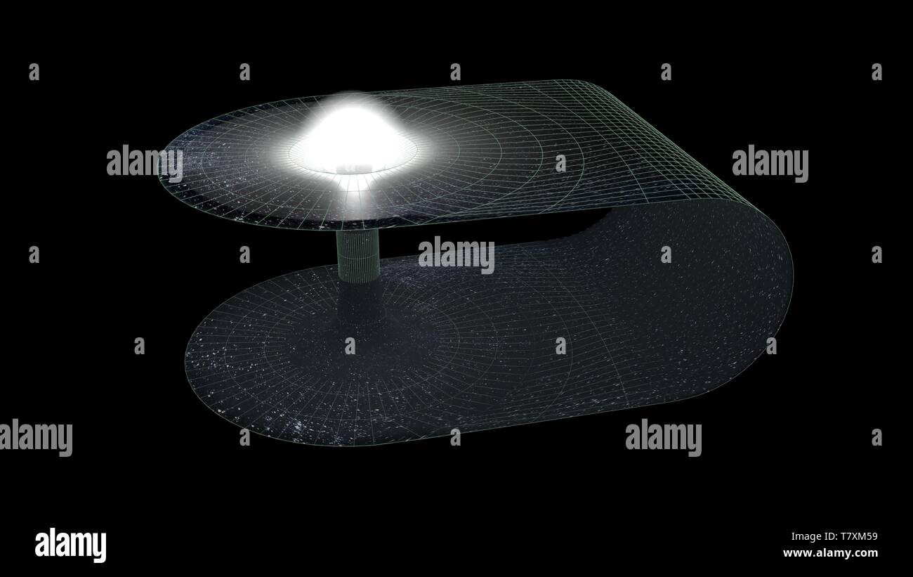 A wormhole, or space bridge. Shortcut connecting two separate points in space and time. 3d illustration Stock Photo