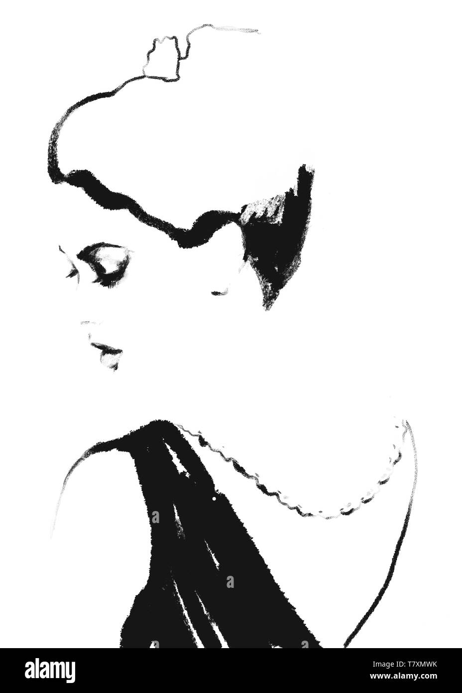 Fashion illustration black and white abstract Stock Photo - Alamy