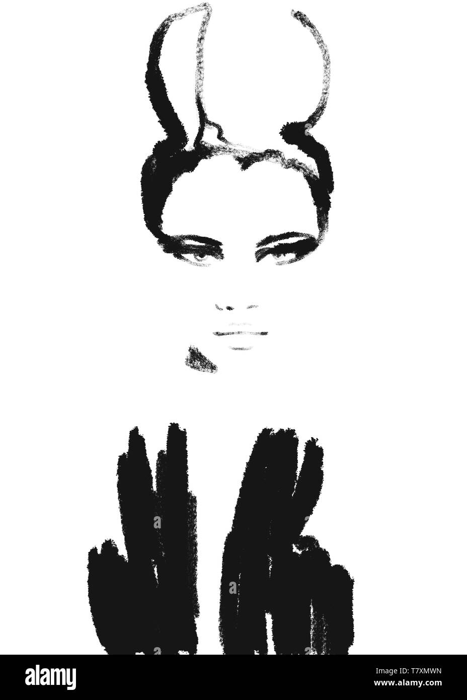 Fashion illustration black and white abstract Stock Photo - Alamy