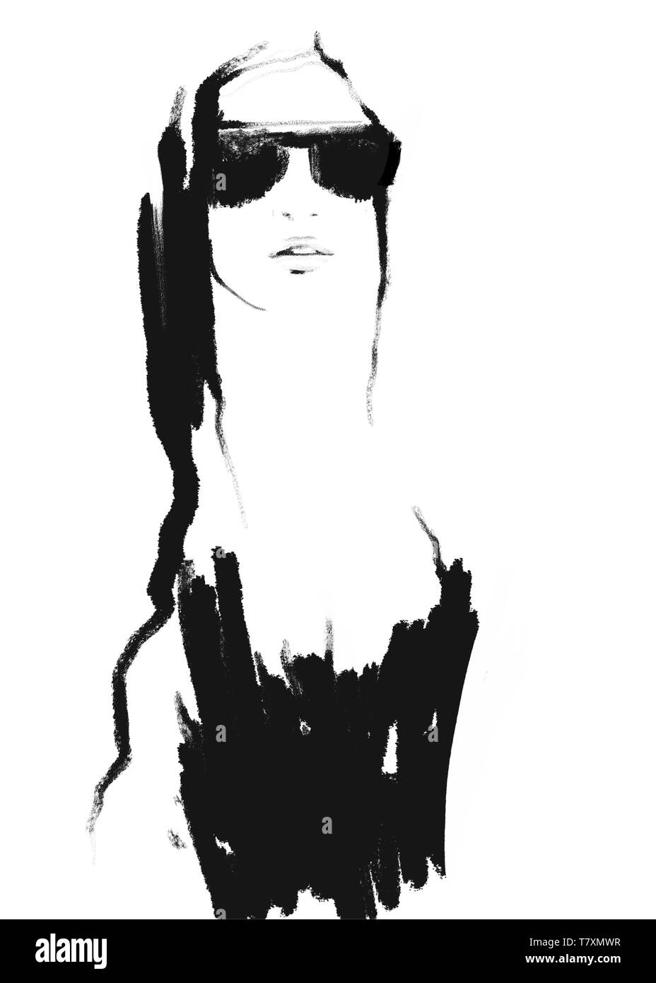 Fashion illustration black and white abstract Stock Photo - Alamy