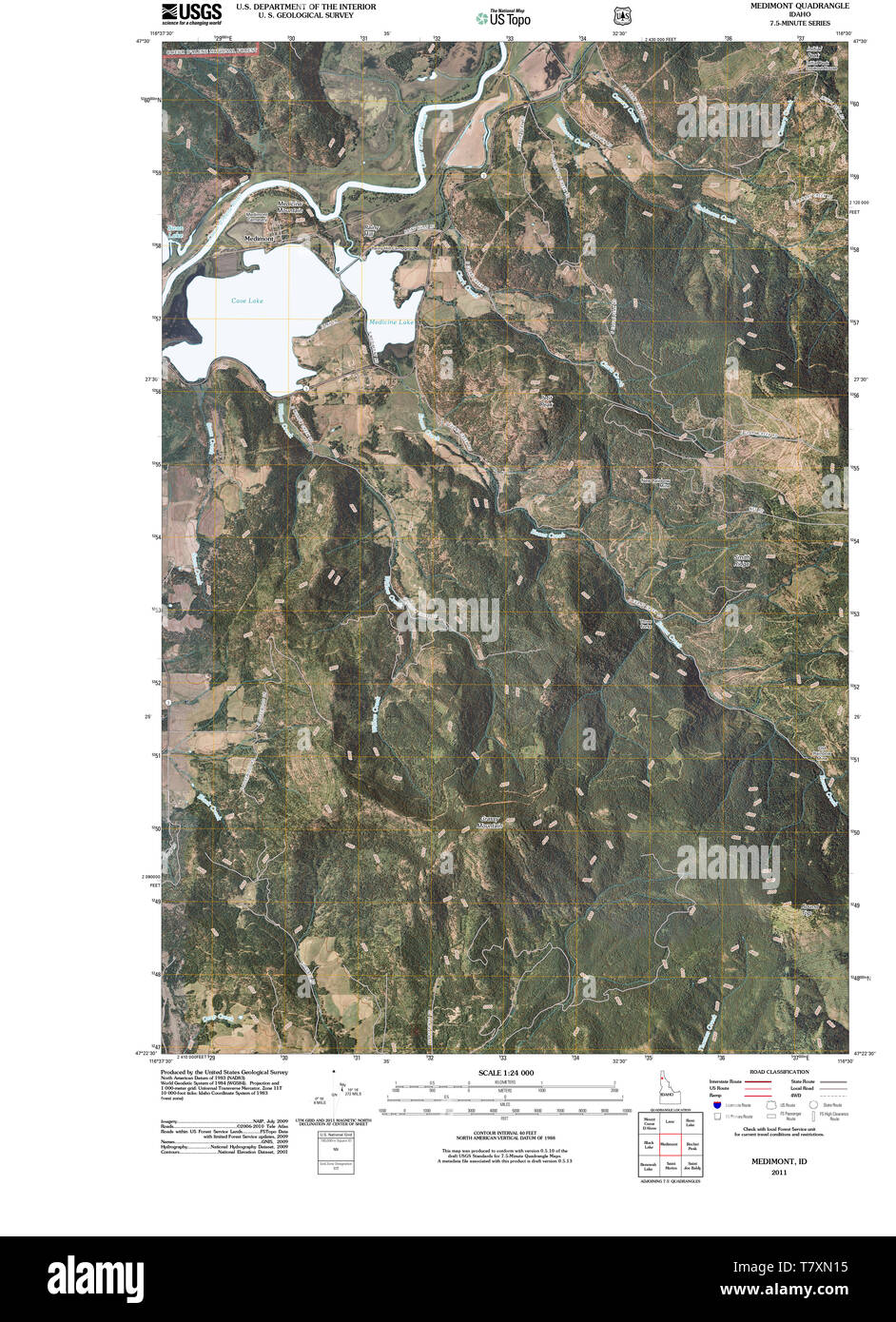 USGS TOPO Map Idaho ID Medimont 20110204 TM Restoration Stock Photo Alamy