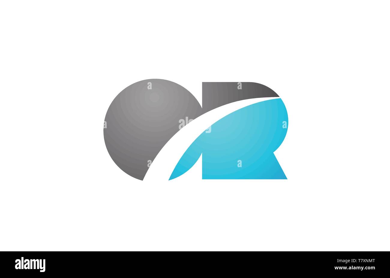 alphabet letter or o r logo combination in blue and grey colors ...