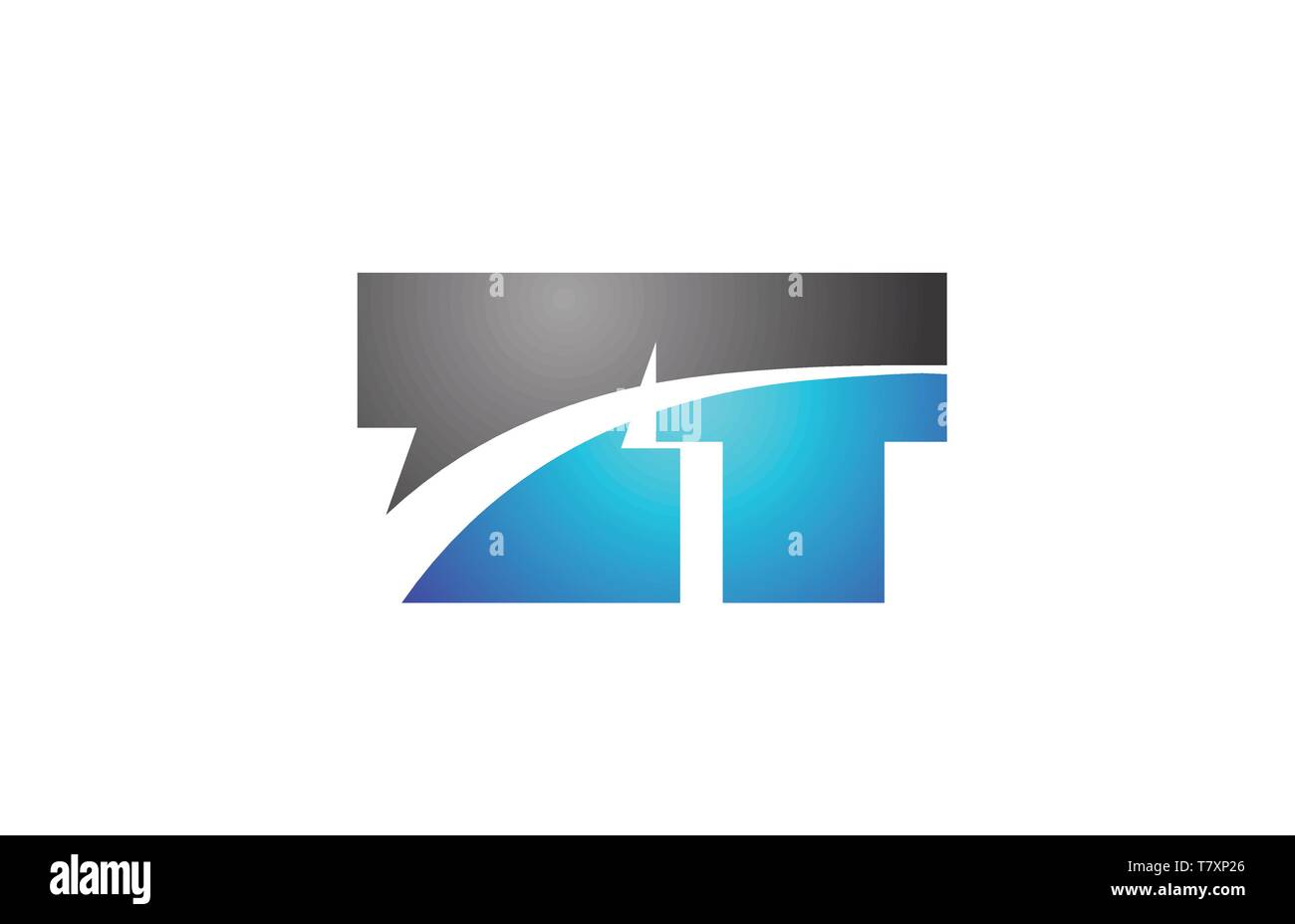 alphabet letter zt z t logo combination in blue and grey colors ...