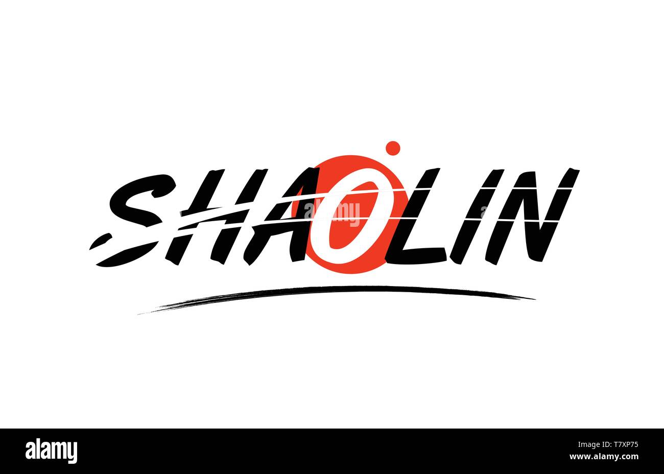 shaolin text word on white background with red circle suitable for card