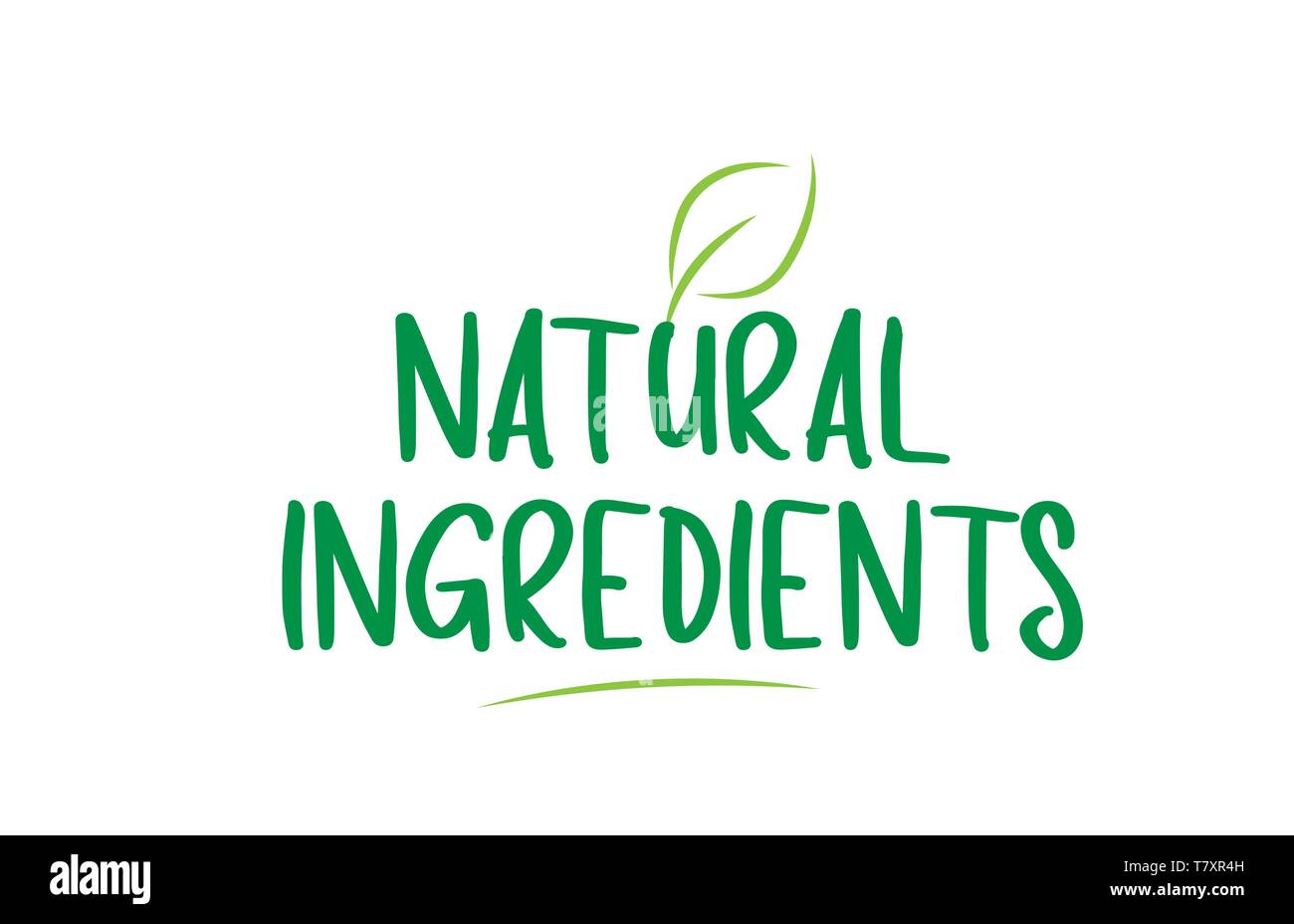 natural ingredients green word text with leaf suitable for icon, badge