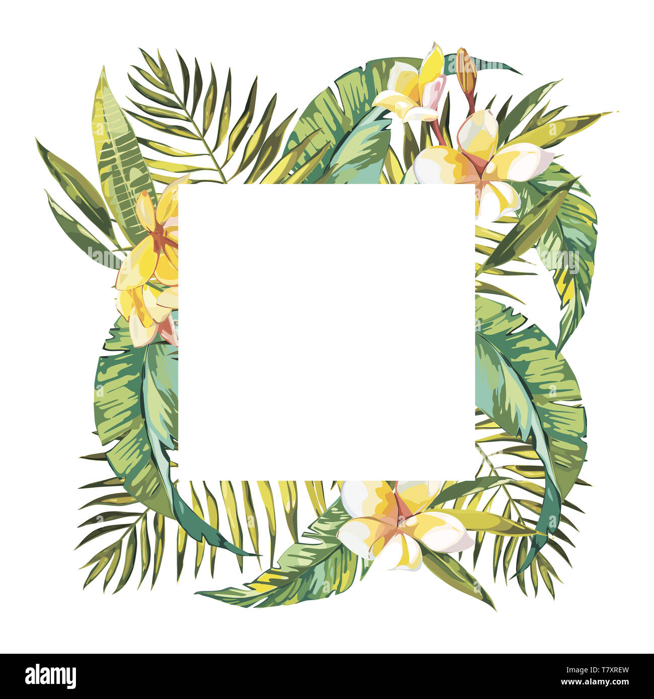 Banner Poster With Palm Leaves Jungle Leaf Beautiful Floral