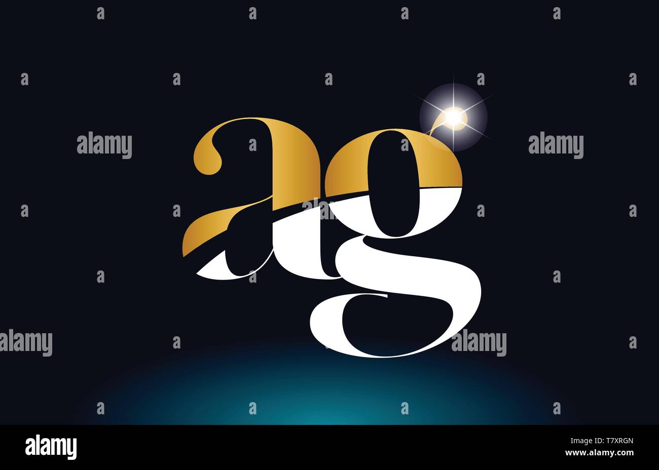 gold golden alphabet letter ag a g logo icon combination design ...