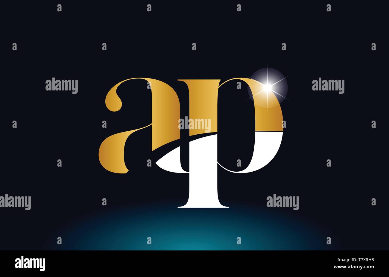 gold golden alphabet letter ap a p logo icon combination design ...