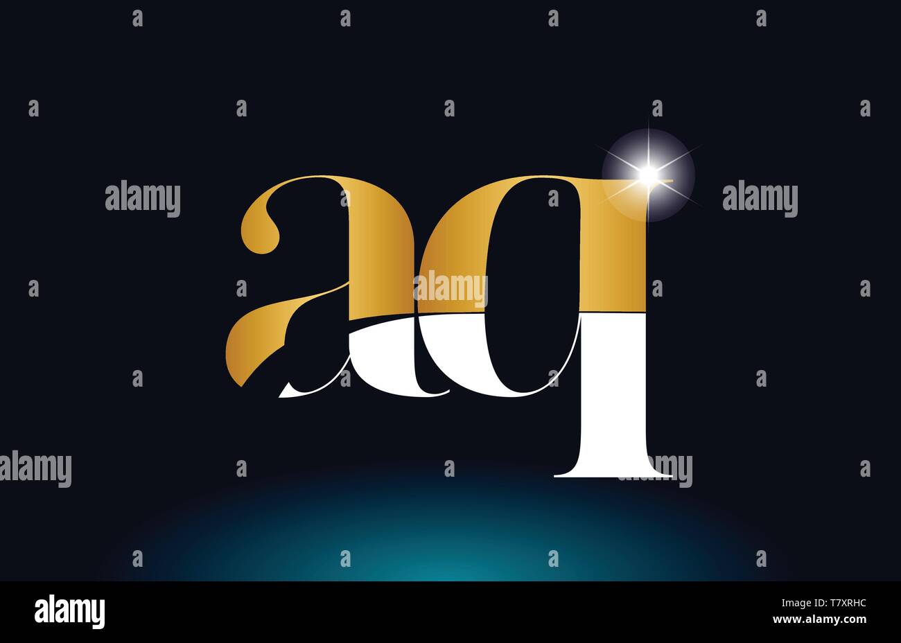 gold golden alphabet letter aq a q logo icon combination design ...