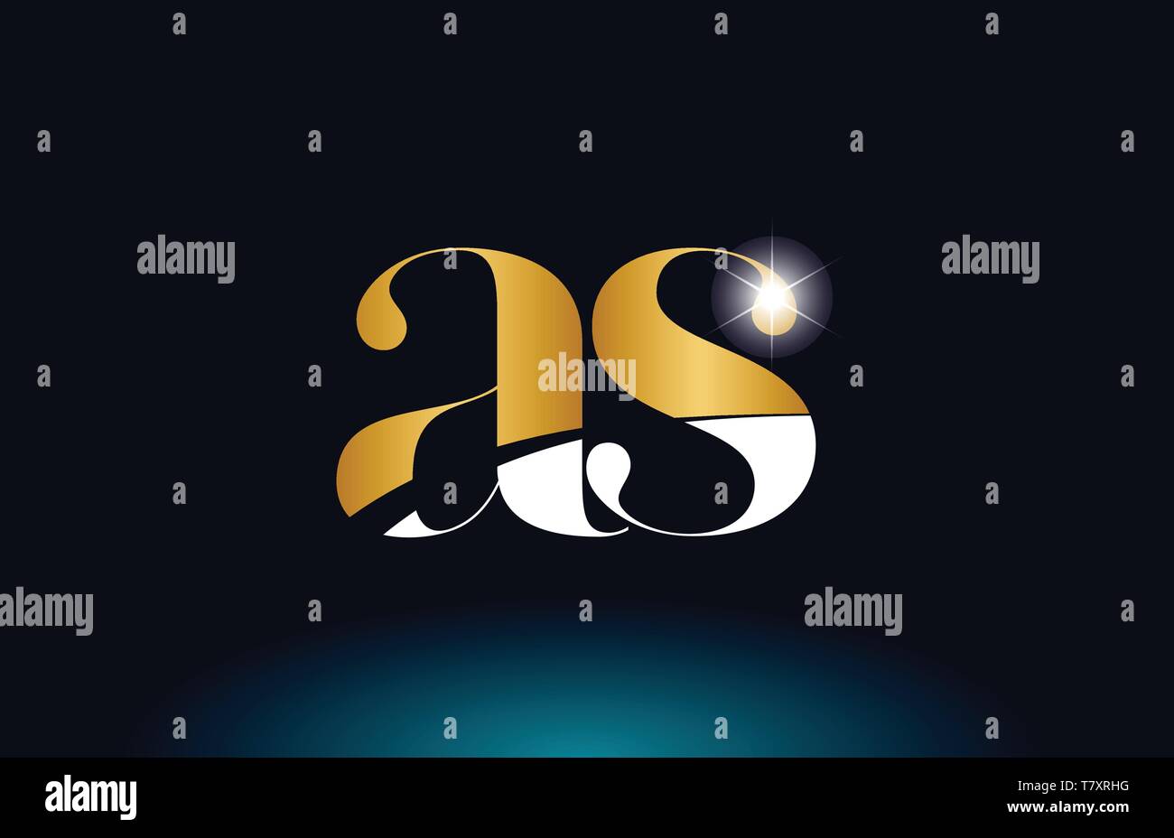 gold golden alphabet letter as a s logo icon combination design ...