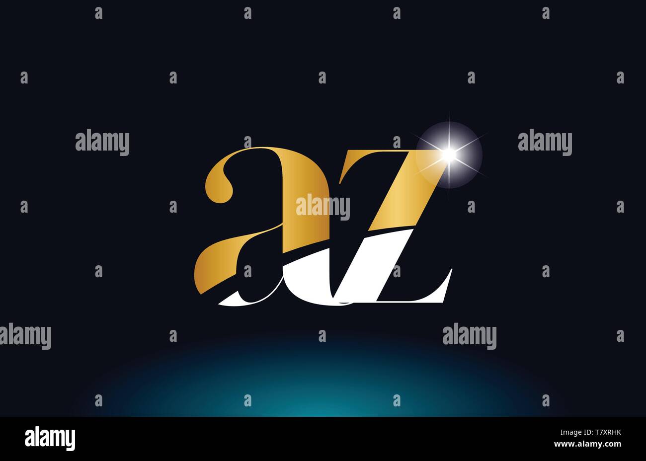 gold golden alphabet letter az a z logo icon combination design ...