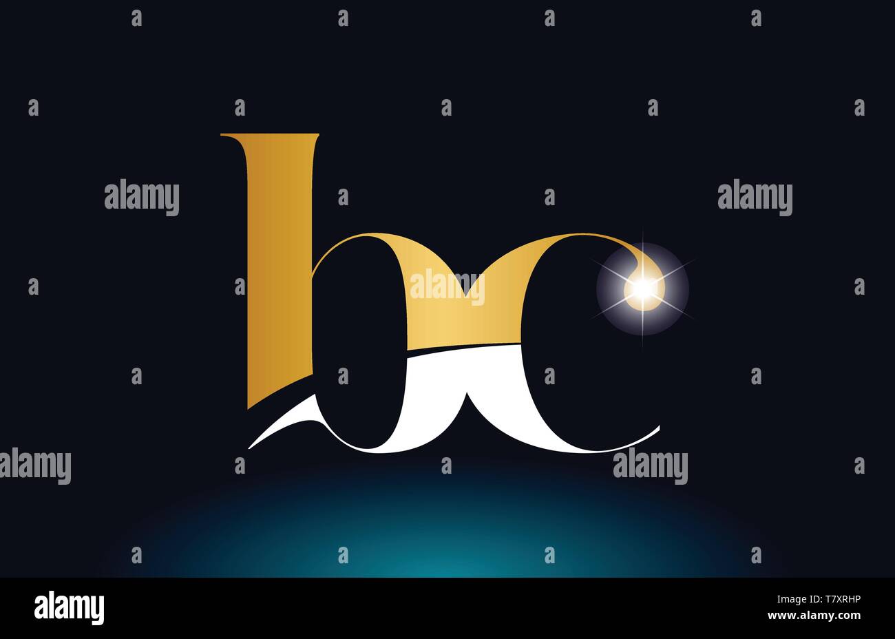 gold golden alphabet letter bc b c logo icon combination design ...