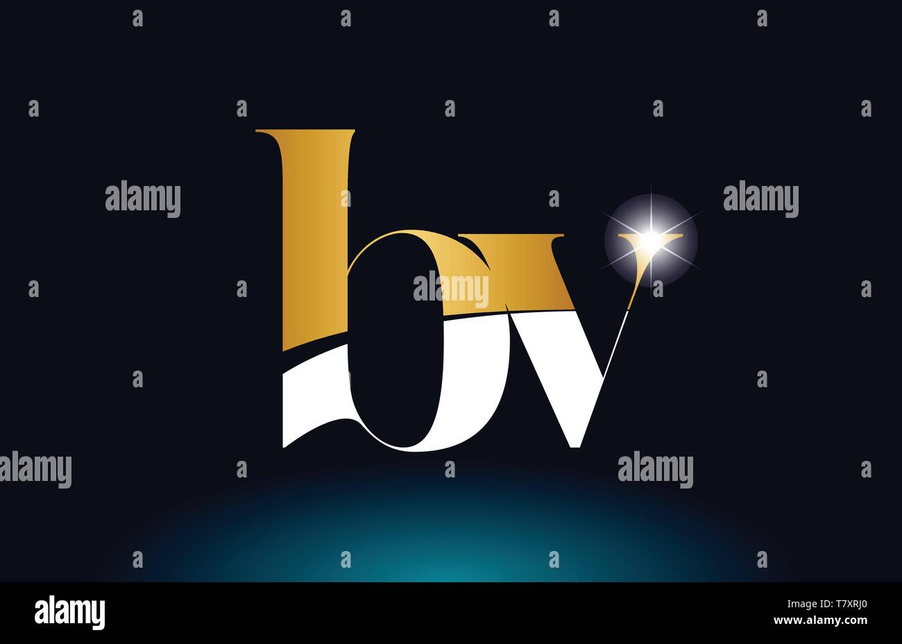 gold golden alphabet letter bv b v logo icon combination design ...