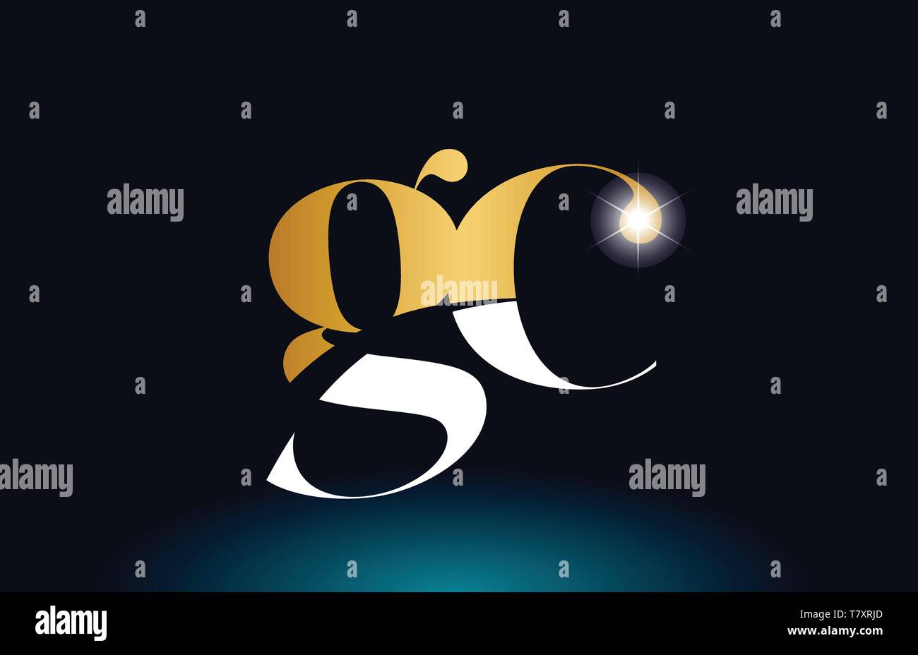 gold golden alphabet letter gc g c logo icon combination design ...