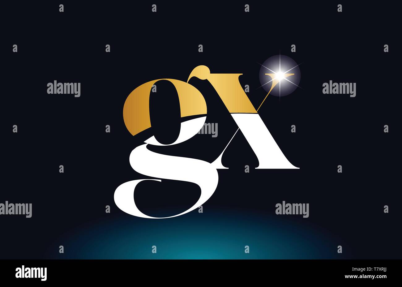 gold golden alphabet letter gx g x logo icon combination design ...