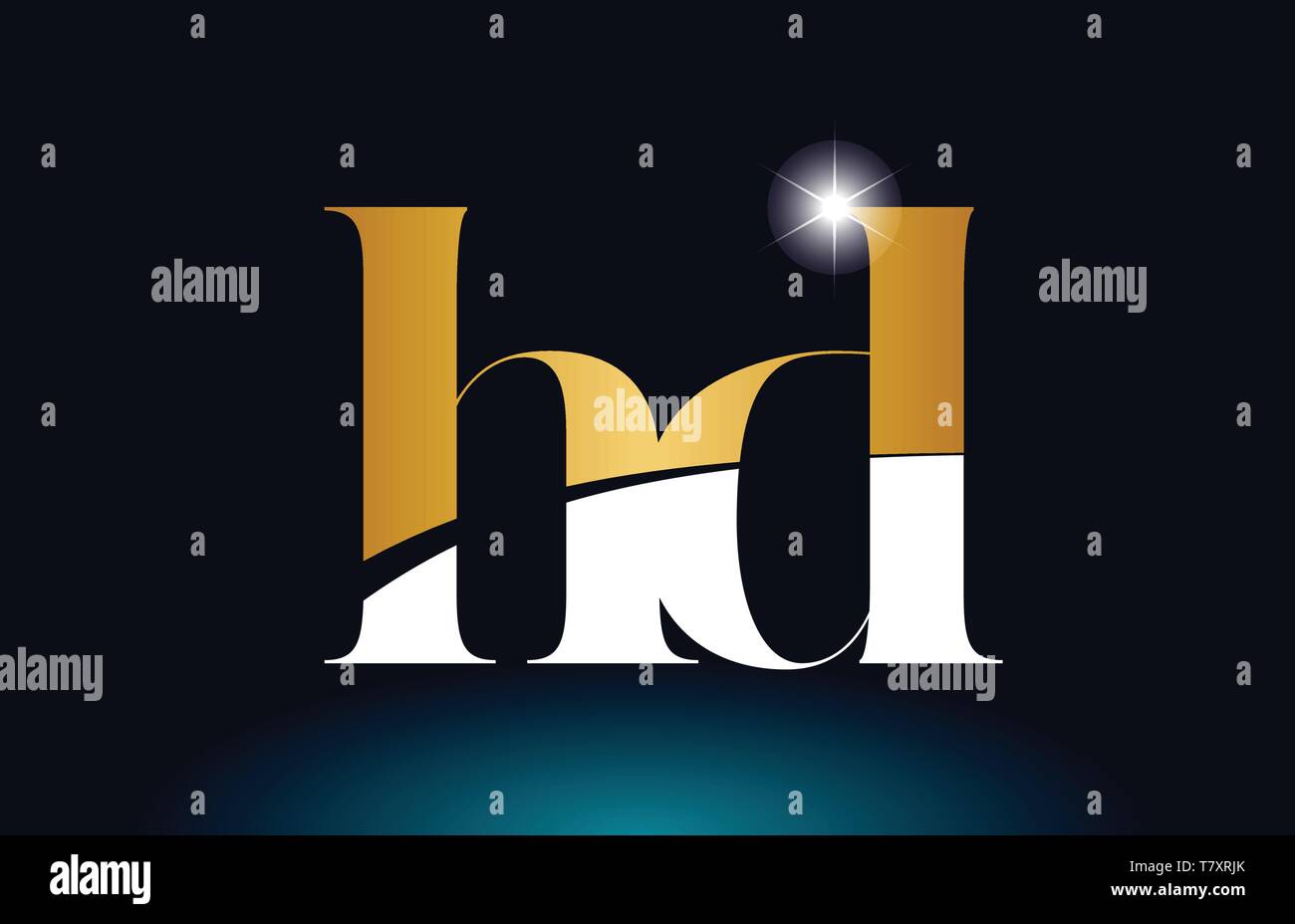 gold golden alphabet letter hd h d logo icon combination design ...