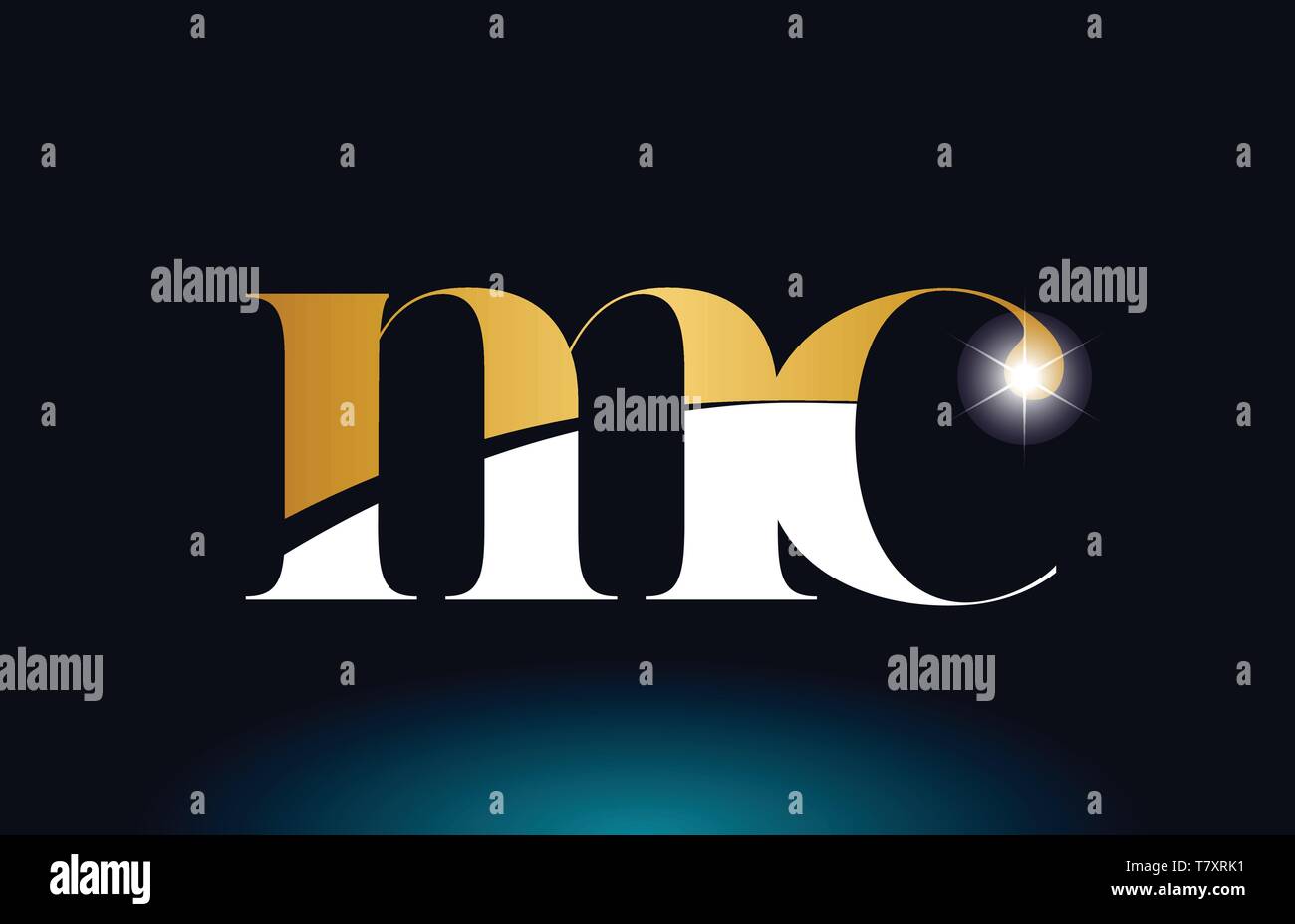 gold golden alphabet letter mc m c logo icon combination design ...