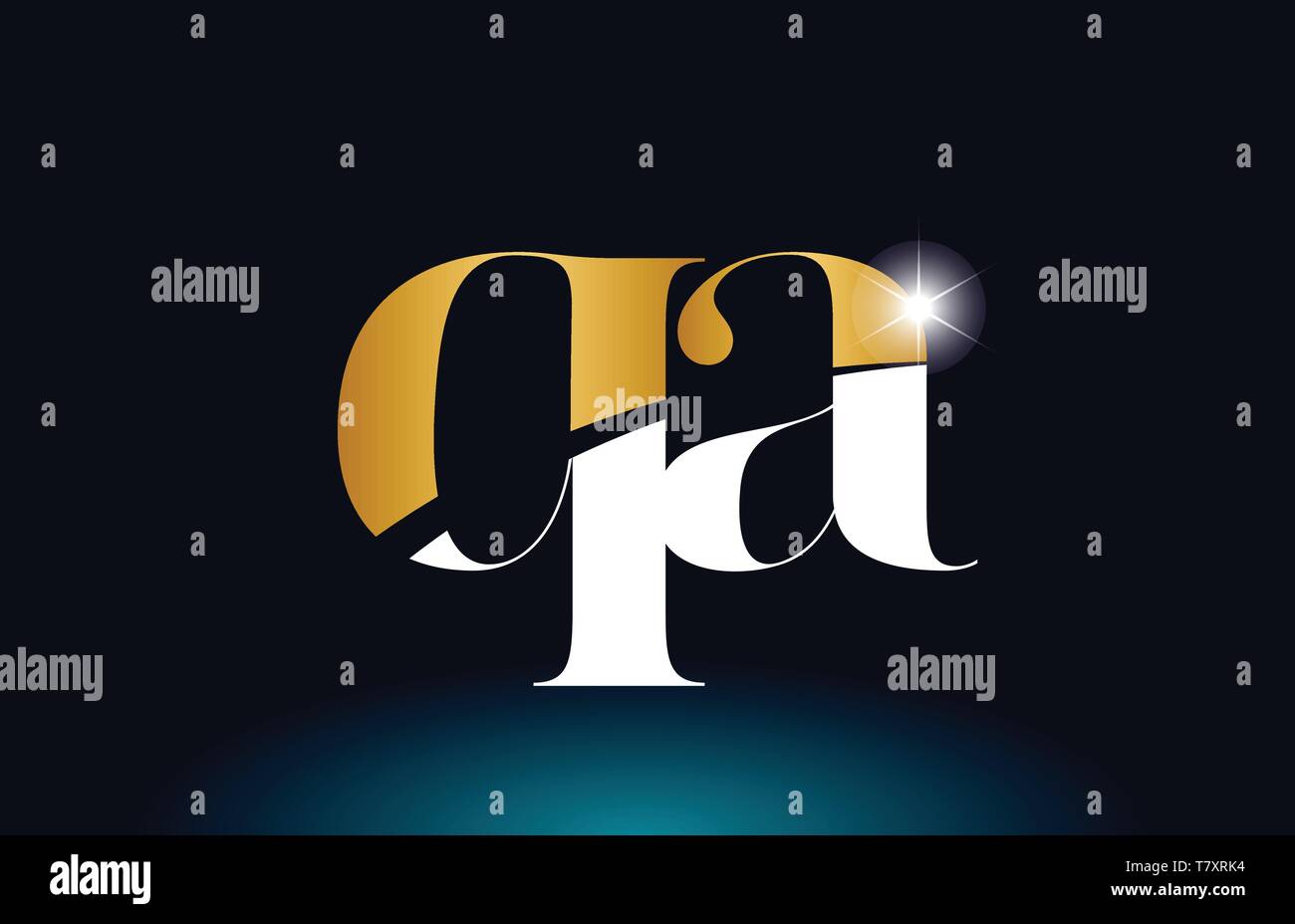 gold golden alphabet letter qa q a logo icon combination design ...