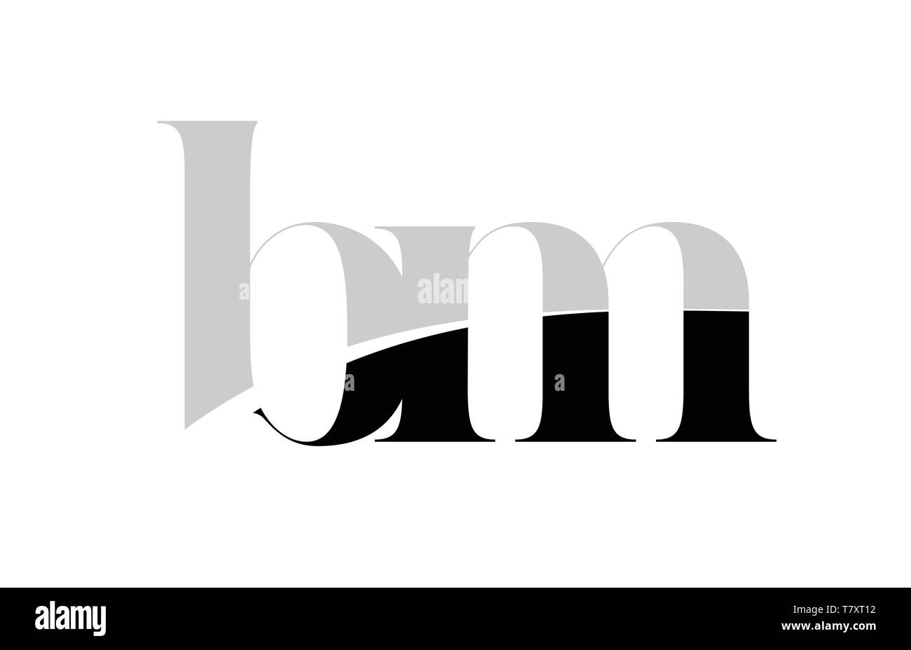 black and white alphabet letter bm b m logo icon design for a company