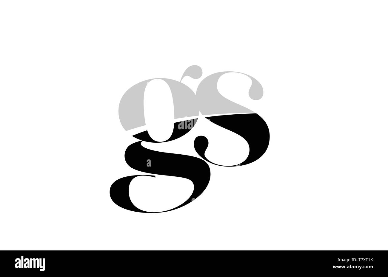 black and white alphabet letter gs g s logo icon design for a company or business Stock Vector