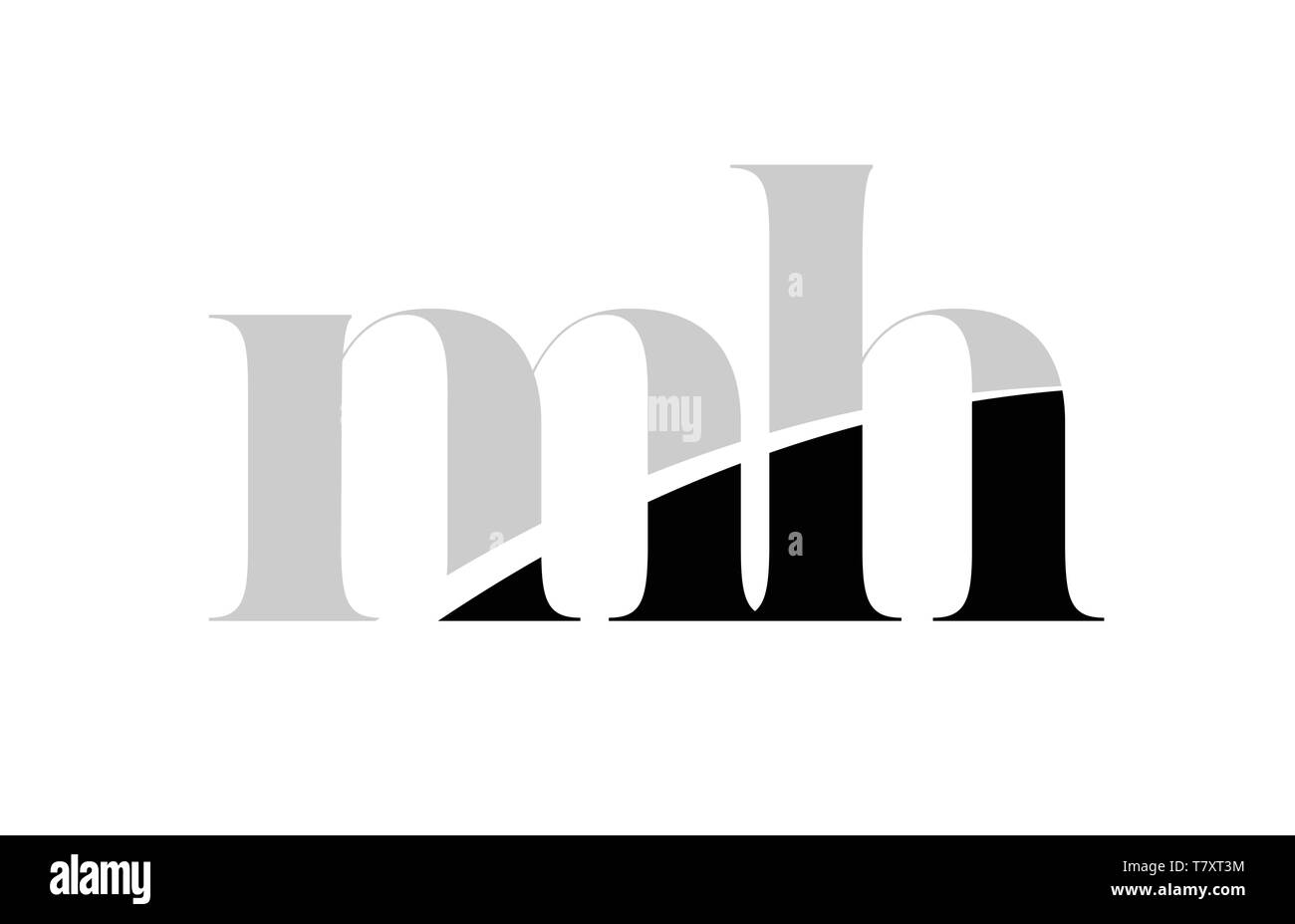 black and white alphabet letter mh m h logo icon design for a company ...