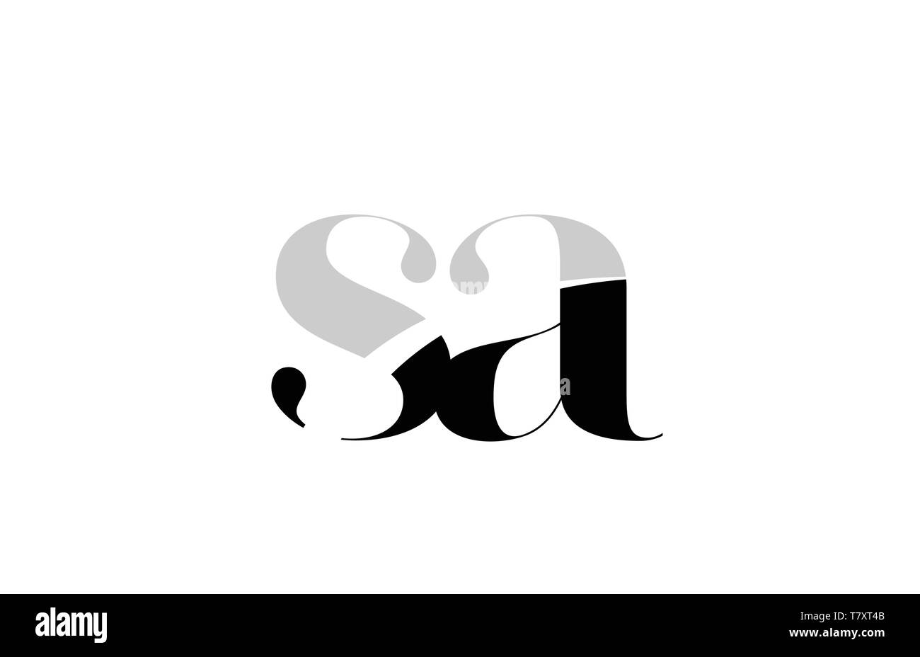 black and white alphabet letter sa s a logo icon design for a company or business Stock Vector