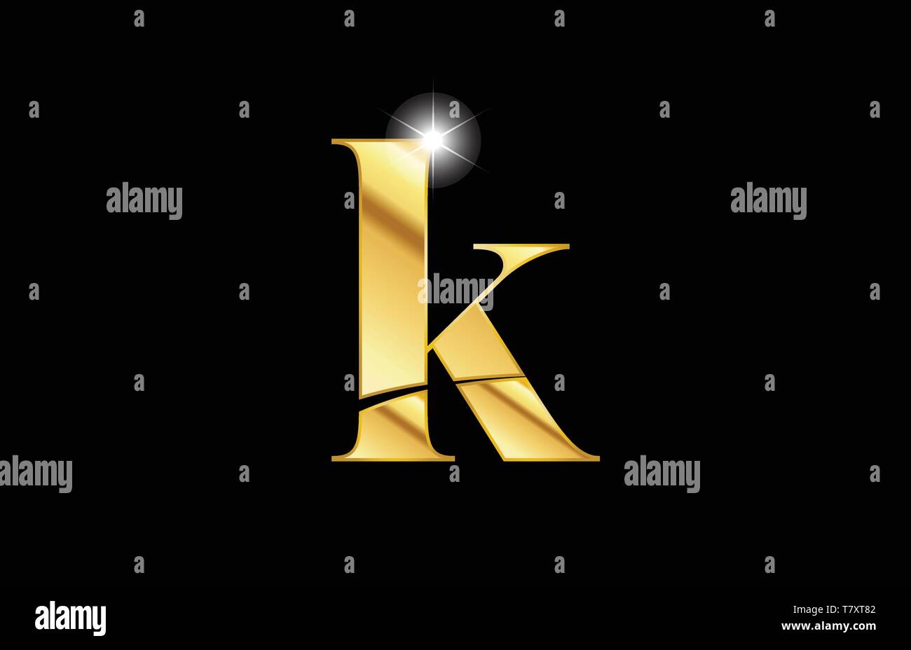 gold golden metal metallic alphabet letter k logo icon design for a ...