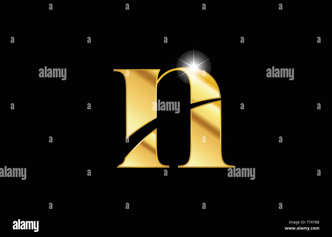 gold golden metal metallic alphabet letter n logo icon design for a ...