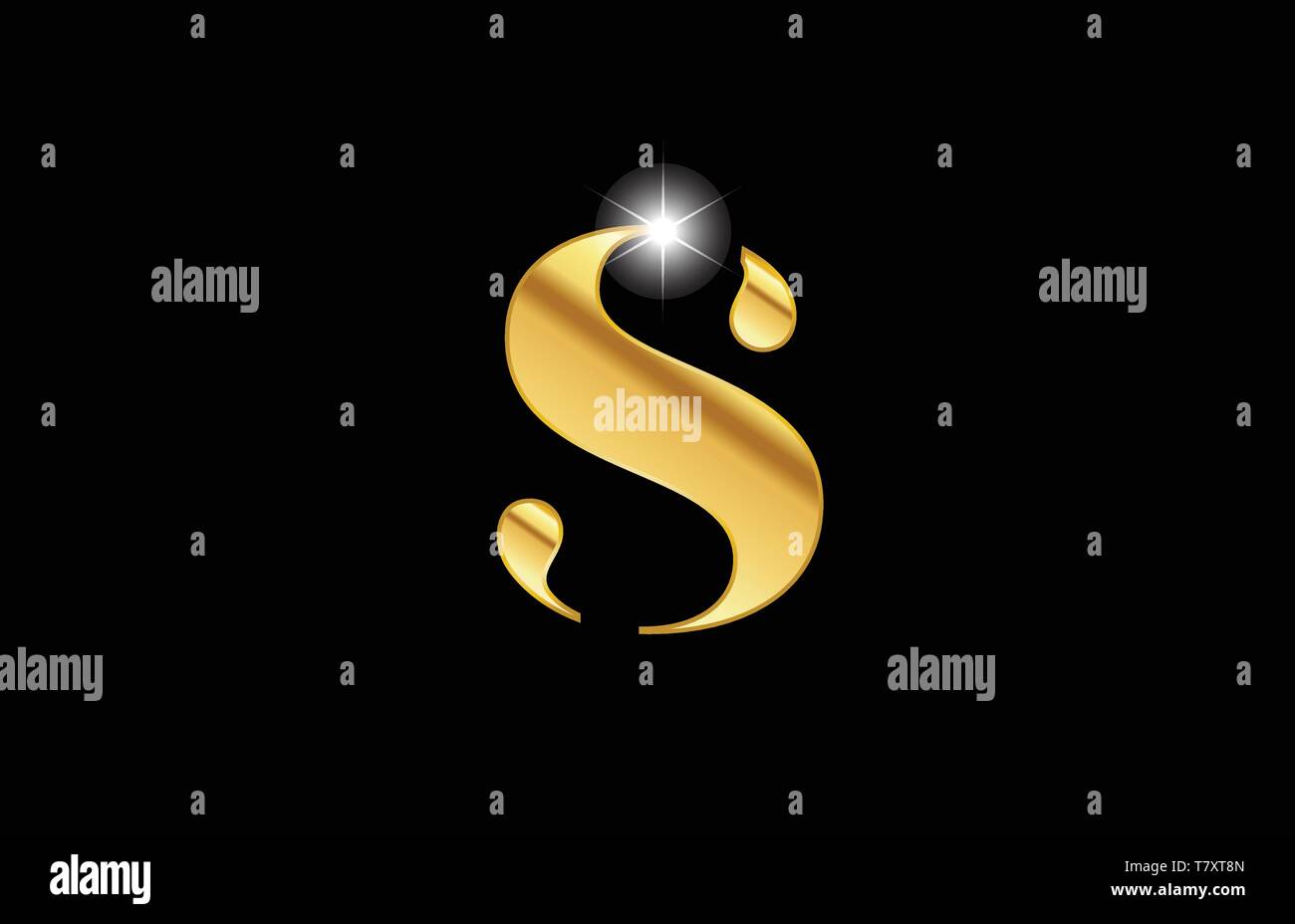 gold golden metal metallic alphabet letter s logo icon design for a ...