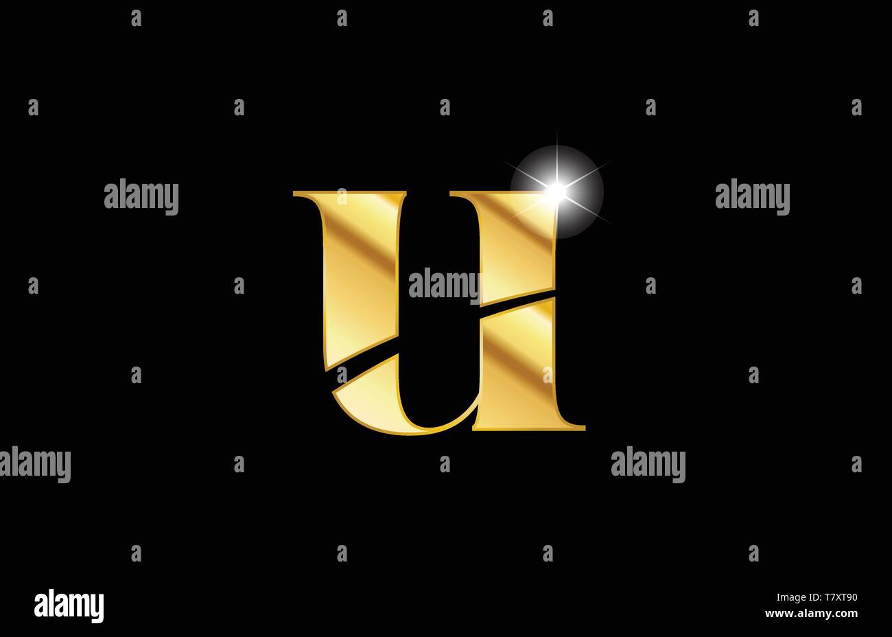 gold golden metal metallic alphabet letter u logo icon design for a ...
