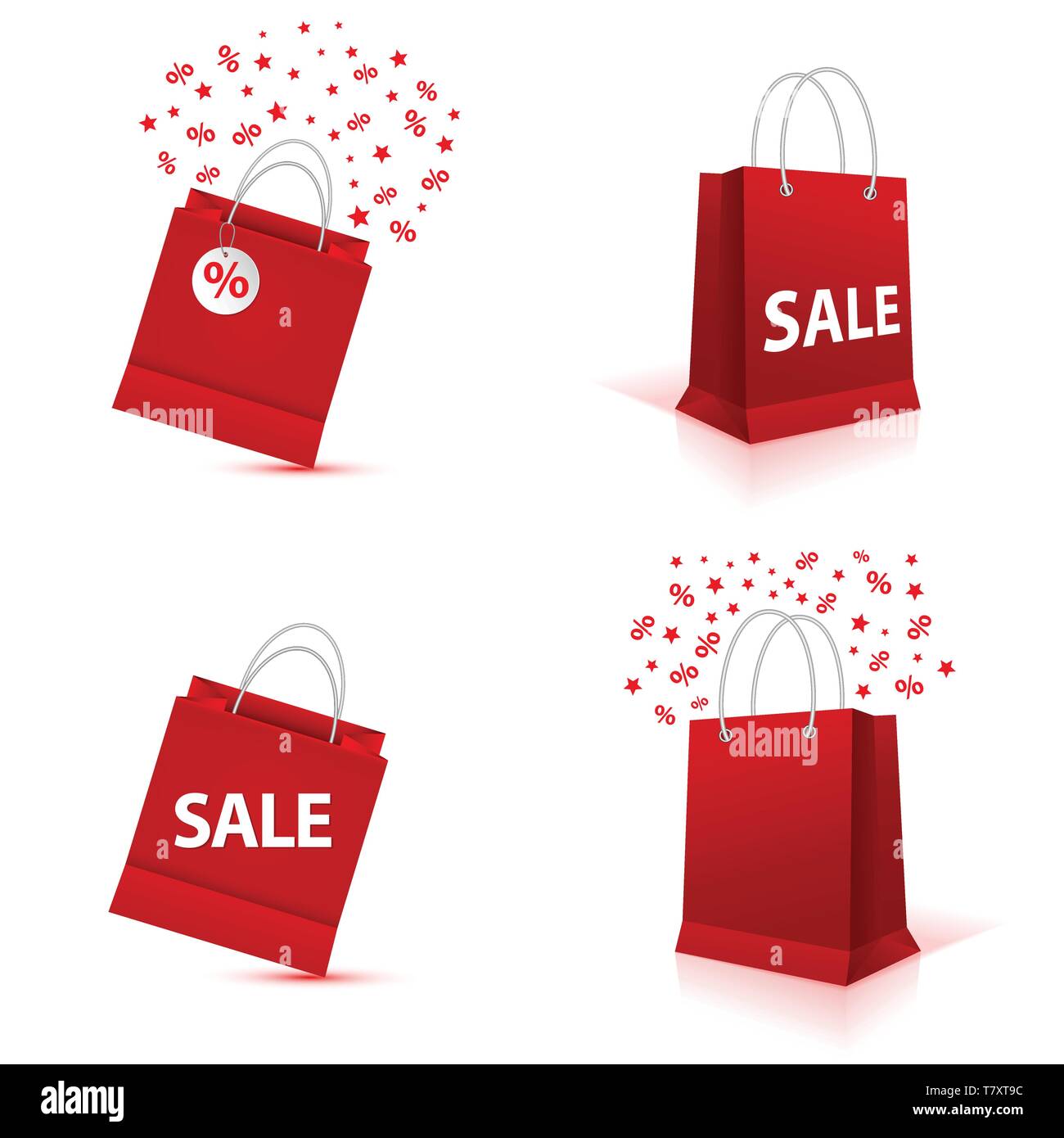Shopping paper red bag set empty, vector illustration Stock Vector ...
